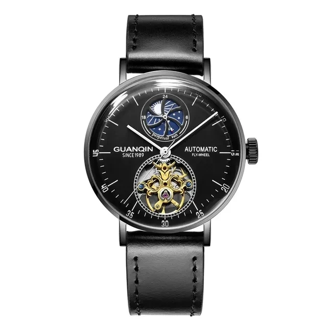 Guanqin GJ16118 Montre squelette mécanique pour homme, engrenages apparents